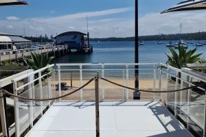 White Staging with Heavy Duty Handrails