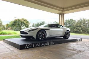 Sleek Black Car Stage with Decals